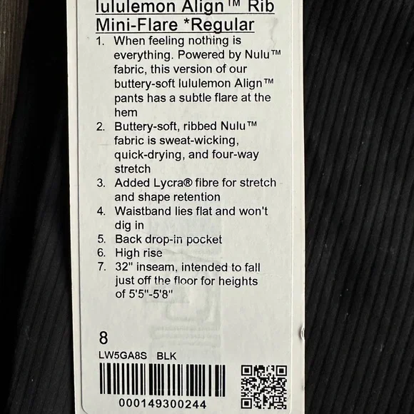 Lululemon Athletica Black Ribbed Mini-Flare Pants 8 - Picture 2 of 6